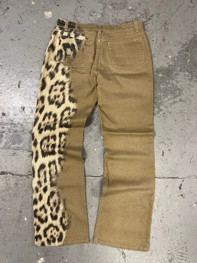 2000s Roberto Cavalli Leopard Expansion Beige Savage Pants (M) 5
