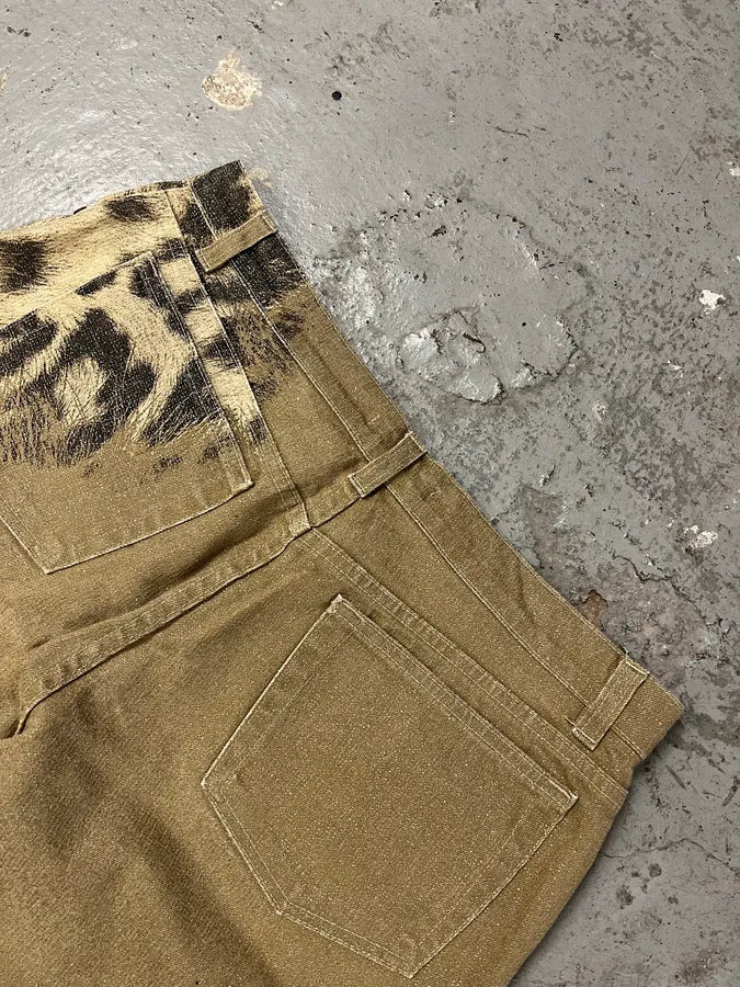 2000s Roberto Cavalli Leopard Expansion Beige Savage Pants (M) 6
