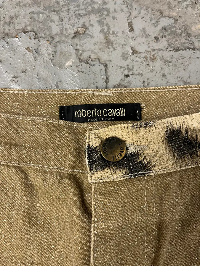 2000s Roberto Cavalli Leopard Expansion Beige Savage Pants (M) 7