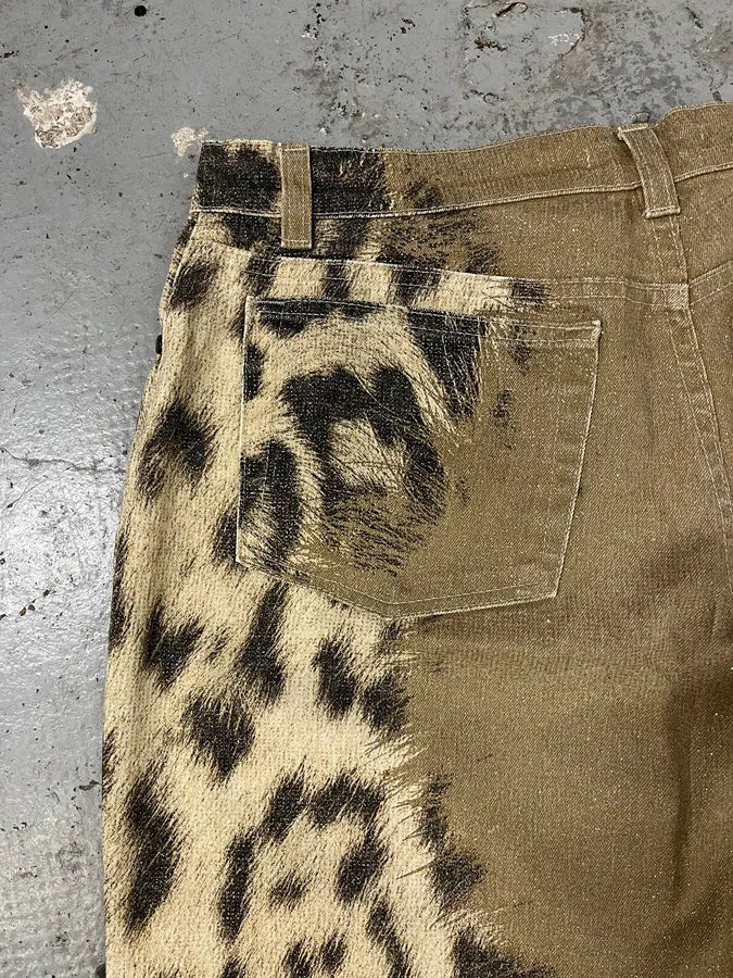 2000s Roberto Cavalli Leopard Expansion Beige Savage Pants (M) 8