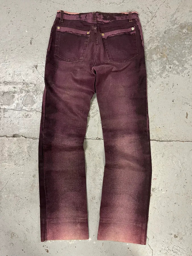 2000s Roberto Caballi Purple Marble Effect Pants (S) JRetMSn 4