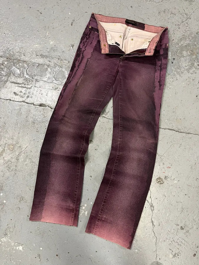 2000s Roberto Caballi Purple Marble Effect Pants (S) JRetMSn 6