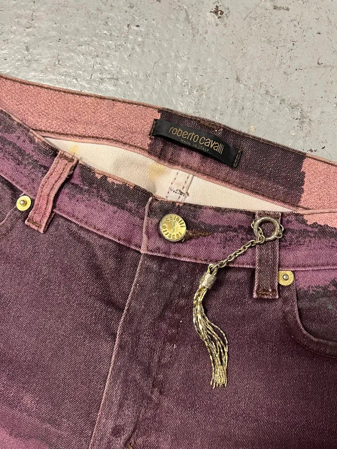 2000s Roberto Caballi Purple Marble Effect Pants (S) JRetMSn 7