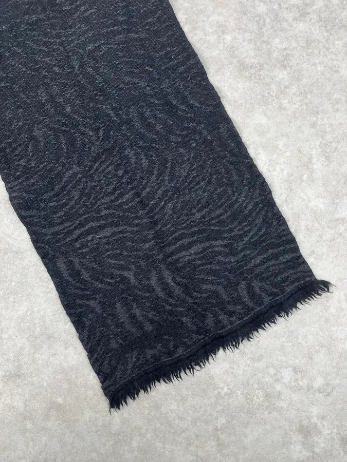 2000s Roberto Cavalli Abstract Lines Black Wool Scarf CenhoxD 5