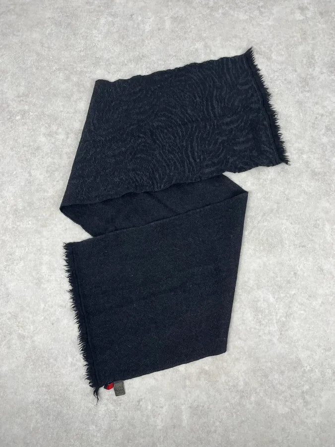 2000s Roberto Cavalli Abstract Lines Black Wool Scarf CenhoxD 4