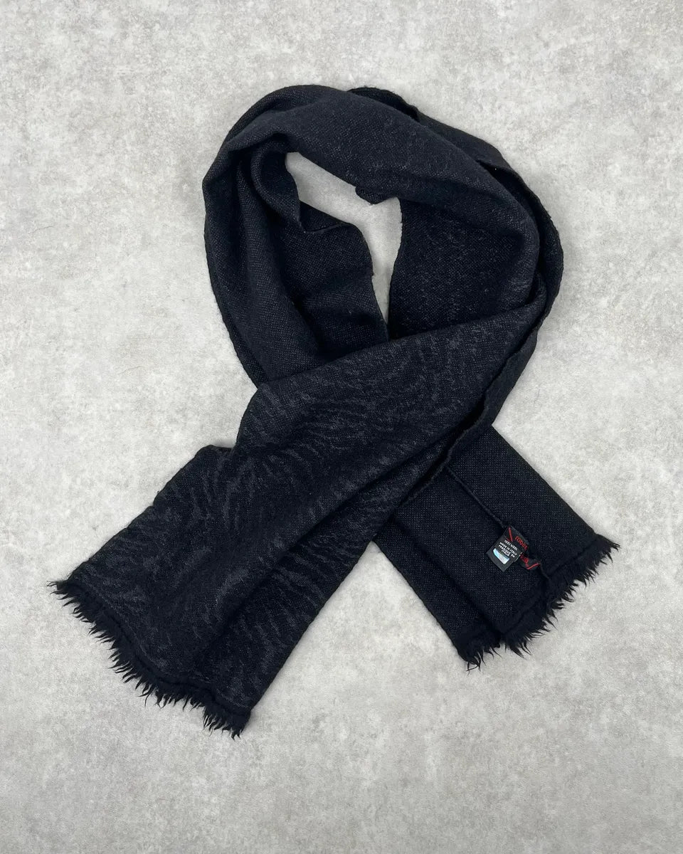 2000s Roberto Cavalli Abstract Lines Black Wool Scarf CenhoxD 0