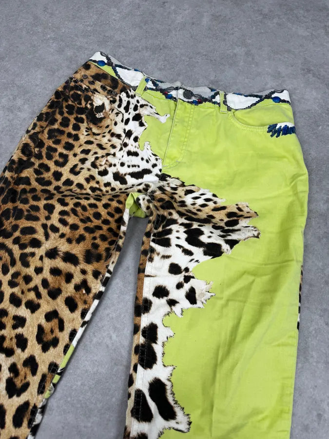 2000s Roberto Cavalli Acid Green Leopard Pants VrmrrZv 5