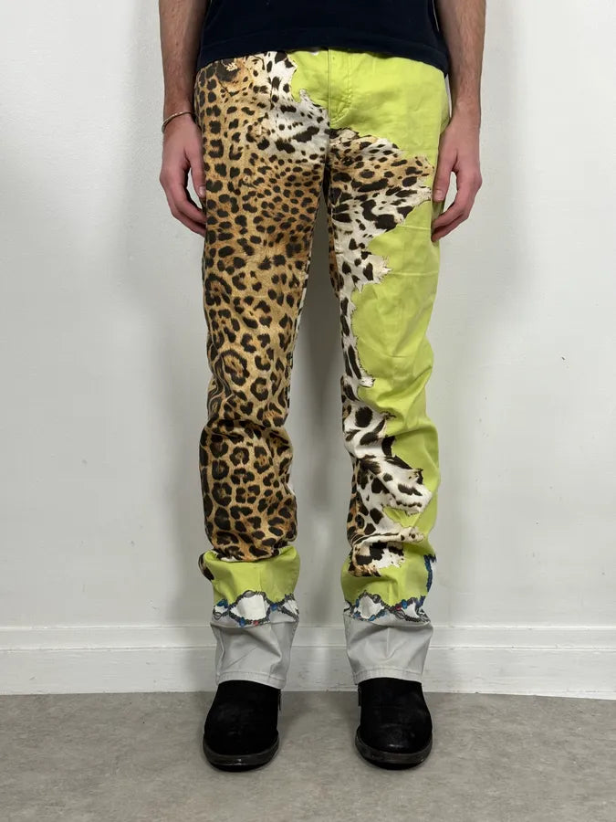2000s Roberto Cavalli Acid Green Leopard Pants VrmrrZv 1
