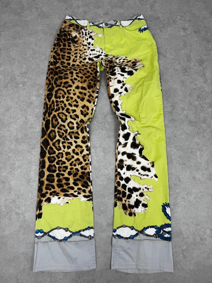 2000s Roberto Cavalli Acid Green Leopard Pants VrmrrZv 0