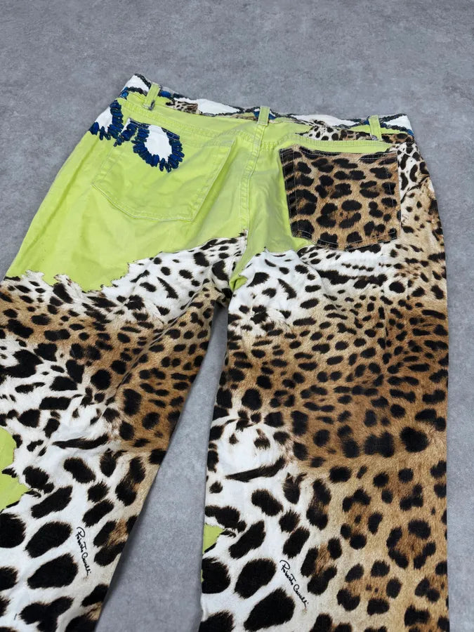 2000s Roberto Cavalli Acid Green Leopard Pants VrmrrZv 6