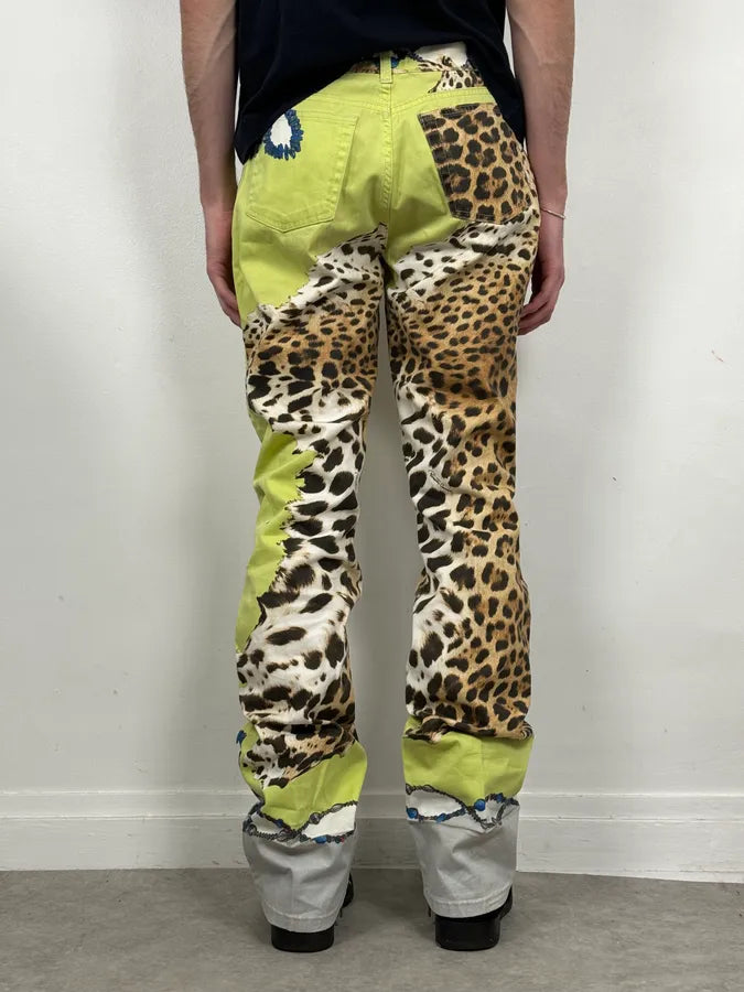 2000s Roberto Cavalli Acid Green Leopard Pants VrmrrZv 3