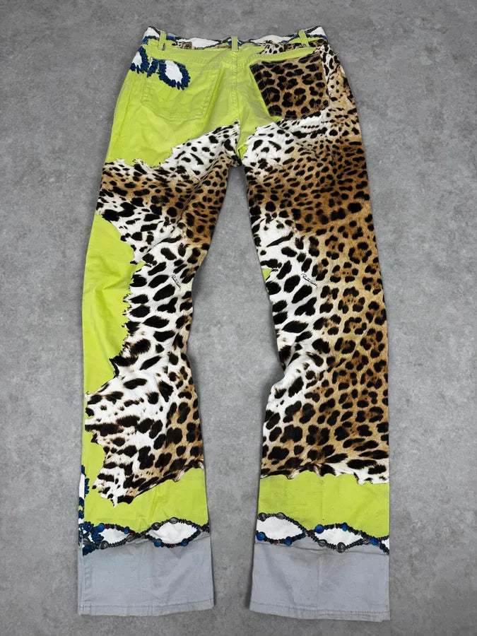 2000s Roberto Cavalli Acid Green Leopard Pants VrmrrZv 4