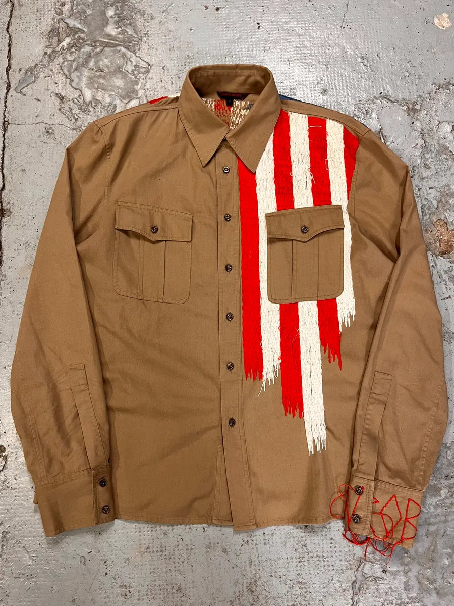 2000s Roberto Cavalli American Flag Beige Shirt HTnQIRo 1