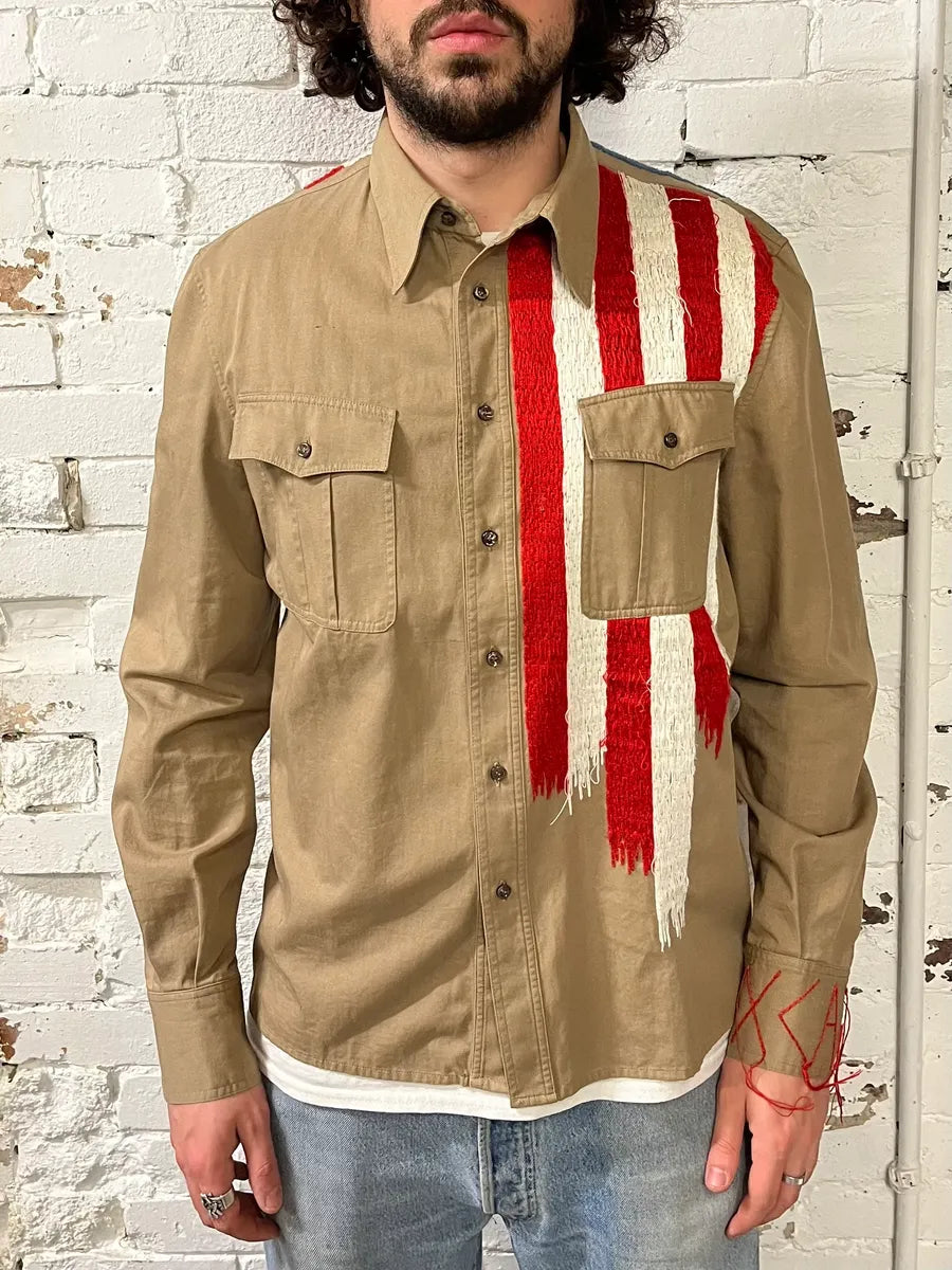 2000s Roberto Cavalli American Flag Beige Shirt HTnQIRo 2