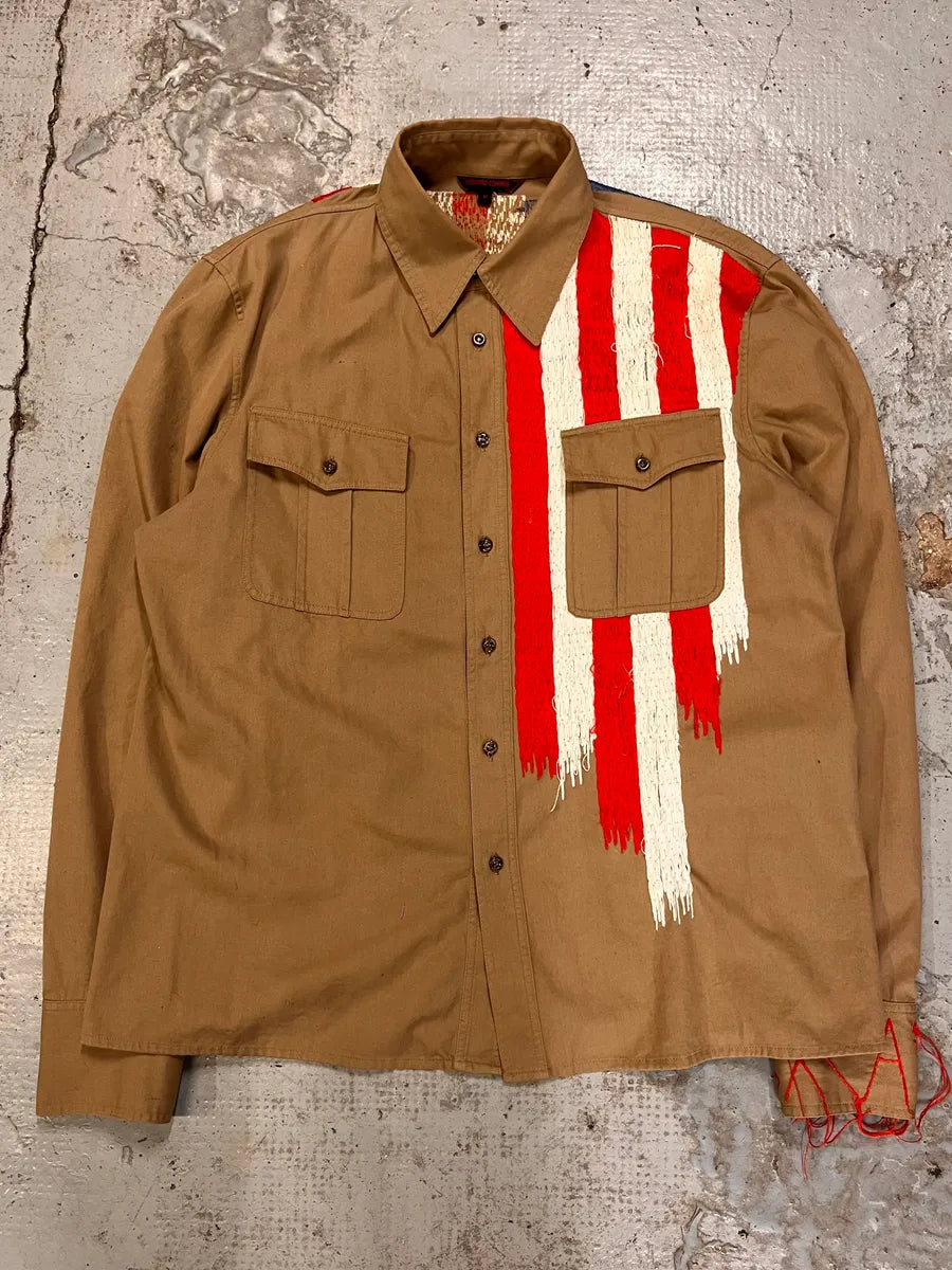 2000s Roberto Cavalli American Flag Beige Shirt HTnQIRo 4