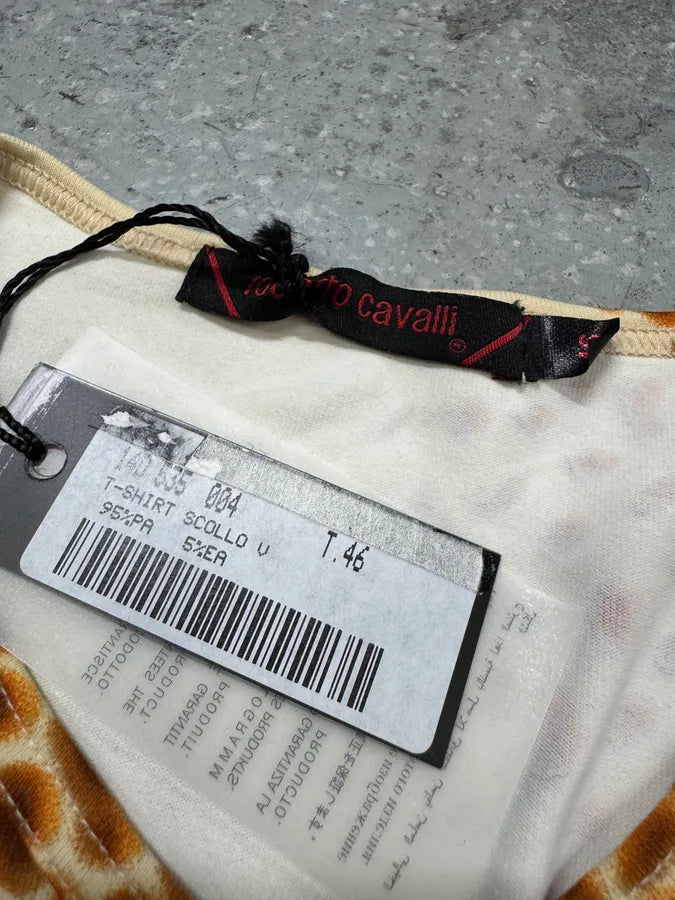 2000s Roberto Cavalli Animal Print White T-Shirt qMjbFDT 6