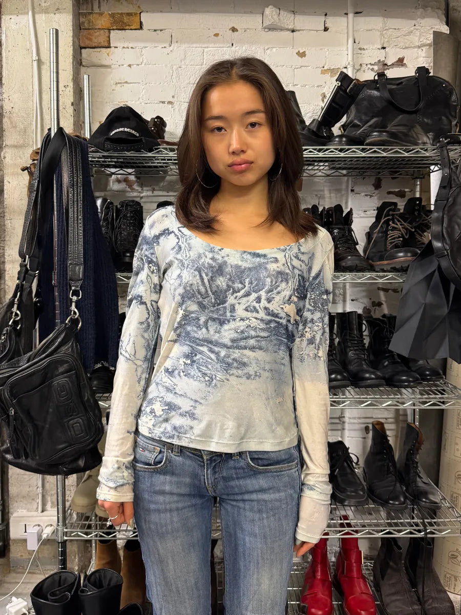 2000s Roberto Cavalli Aqua Blue Sky Top (M) rBAOgMd 0