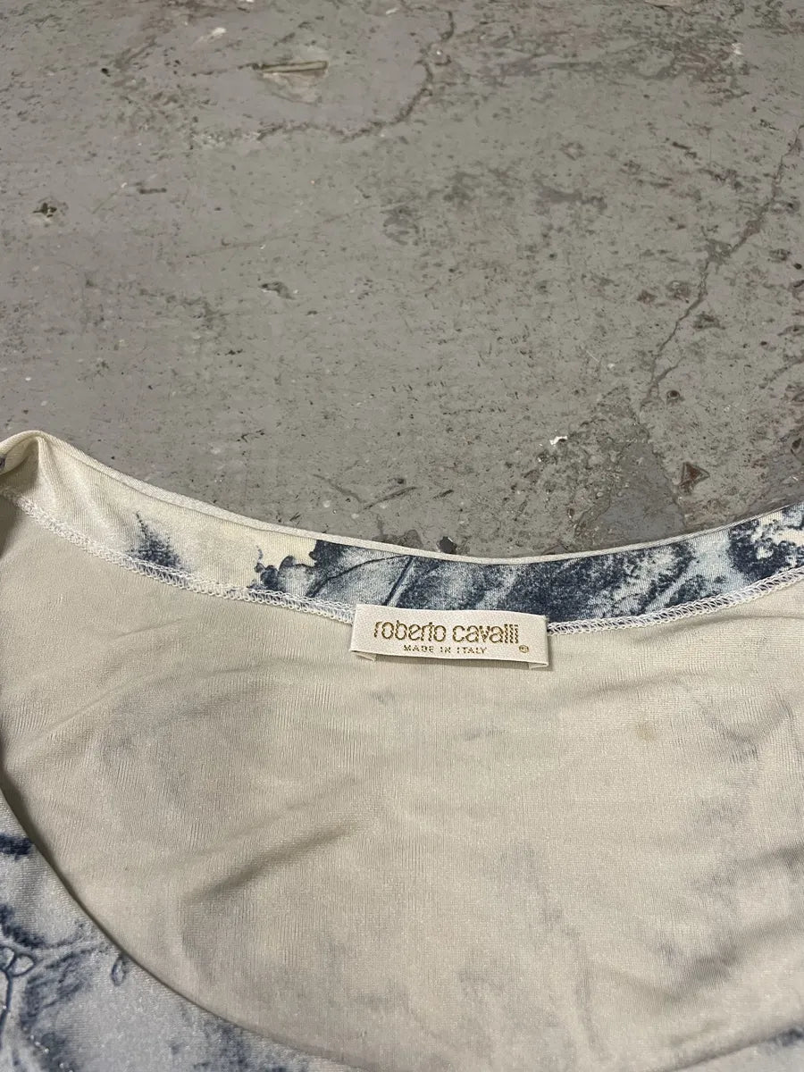 2000s Roberto Cavalli Aqua Blue Sky Top (M) rBAOgMd 4