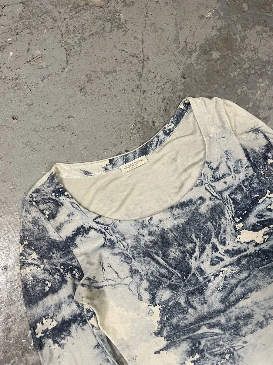 2000s Roberto Cavalli Aqua Blue Sky Top (M) rBAOgMd 5