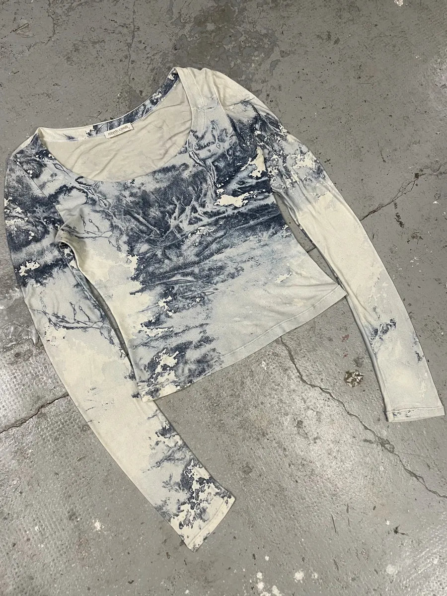 2000s Roberto Cavalli Aqua Blue Sky Top (M) rBAOgMd 7