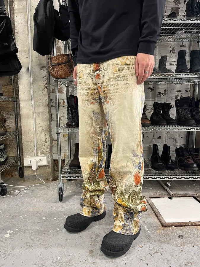2000s Roberto Cavalli Arabic Mozaic Beige Multicolor Pants KIySYog 2