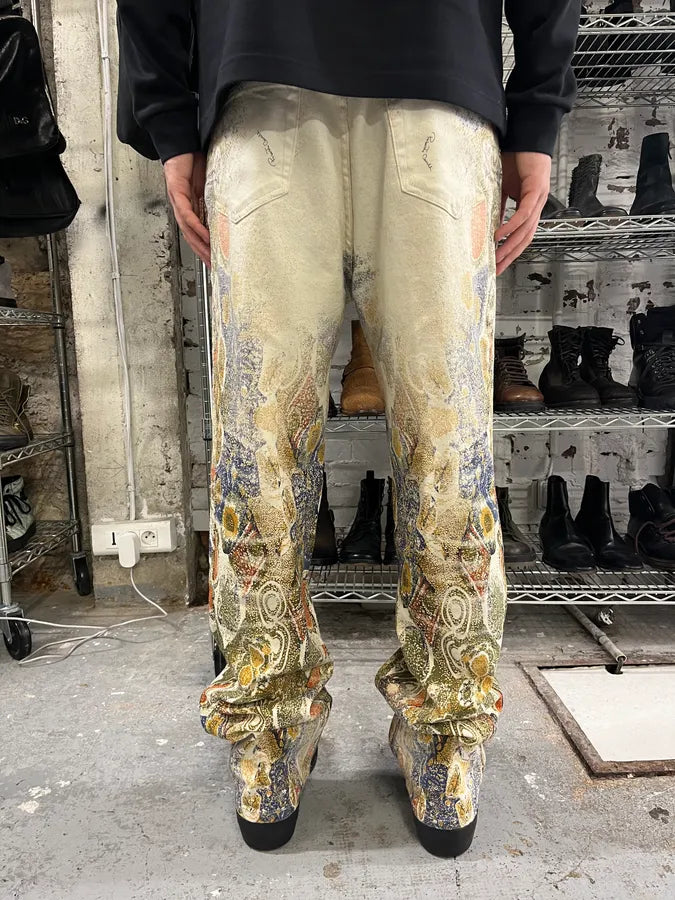 2000s Roberto Cavalli Arabic Mozaic Beige Multicolor Pants KIySYog 3