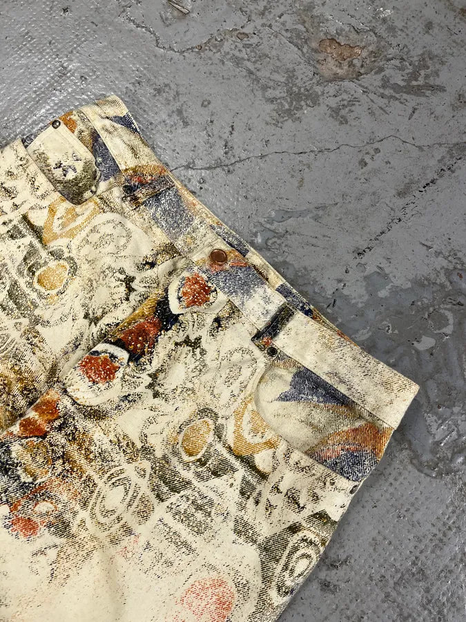 2000s Roberto Cavalli Arabic Mozaic Beige Multicolor Pants KIySYog 5