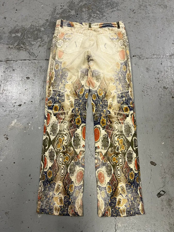2000s Roberto Cavalli Arabic Mozaic Beige Multicolor Pants KIySYog 7