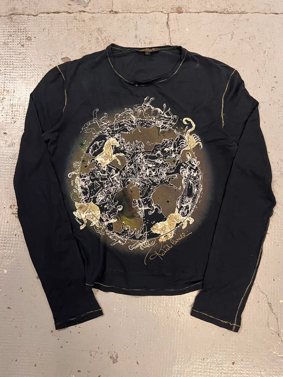 2000s Roberto Cavalli Astrology Black Longsleeves ISohZTb 3