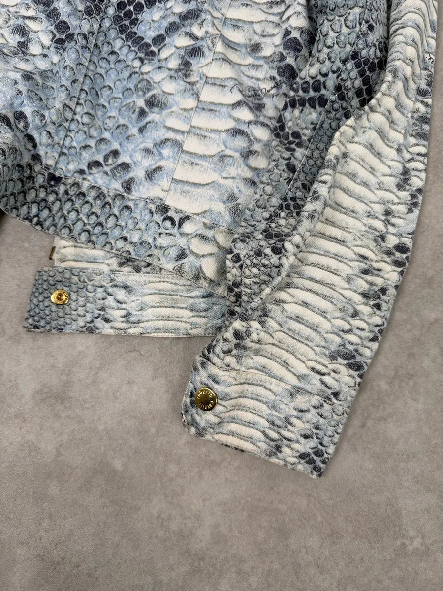2000s Roberto Cavalli Asymmetrical Blue Python Effect Jacket ViWbAbe 7