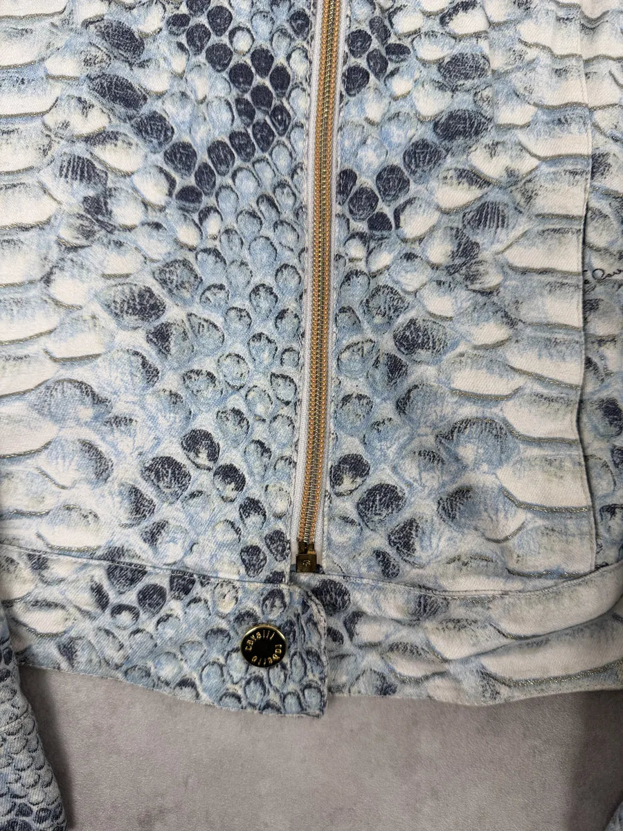 2000s Roberto Cavalli Asymmetrical Blue Python Effect Jacket ViWbAbe 8