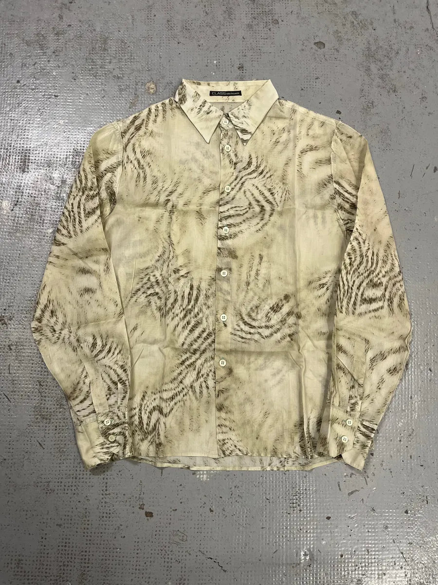 2000s Roberto Cavalli Beige & Black Zebra Shirt hyizdEr 0