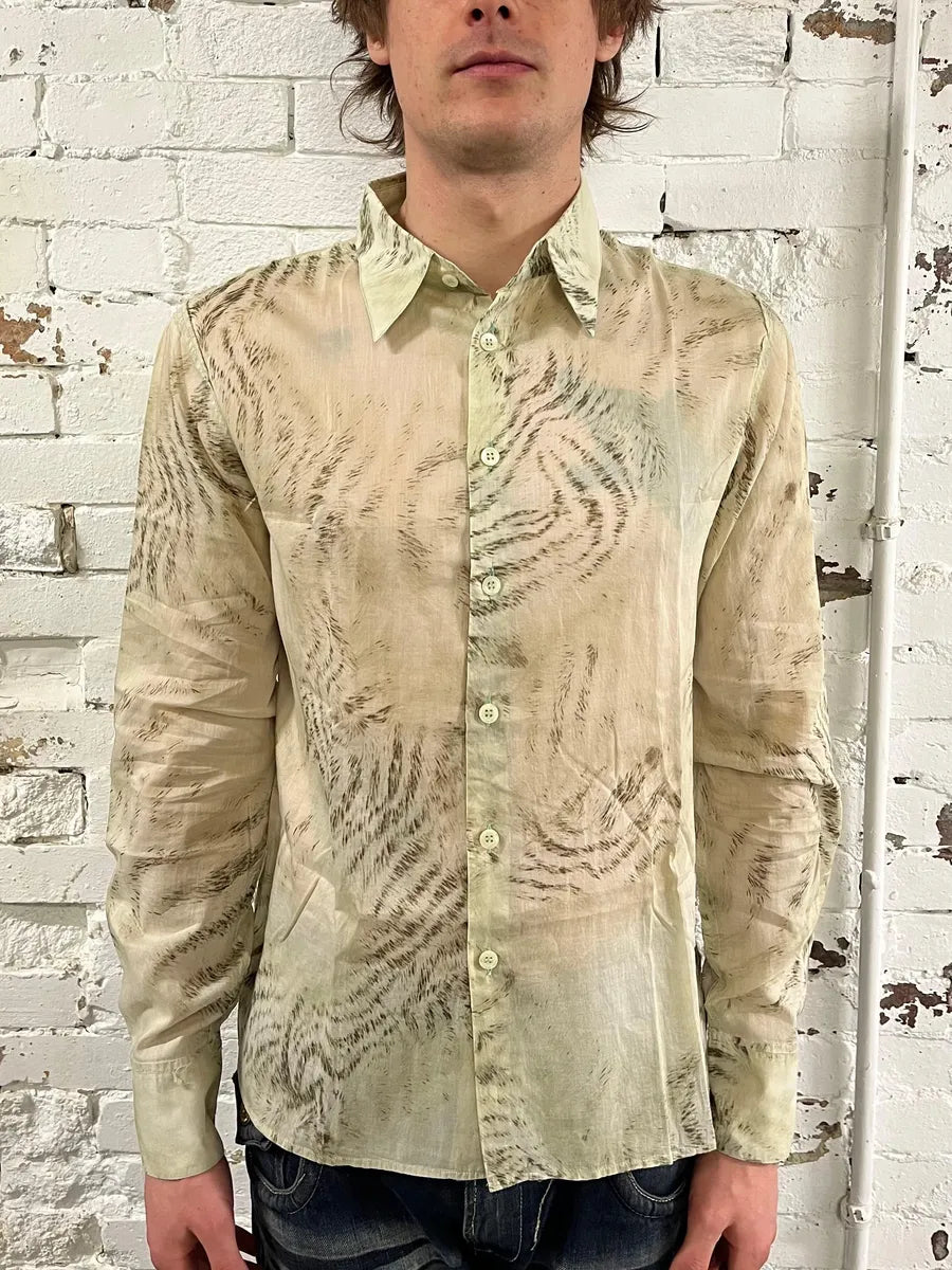 2000s Roberto Cavalli Beige & Black Zebra Shirt hyizdEr 1