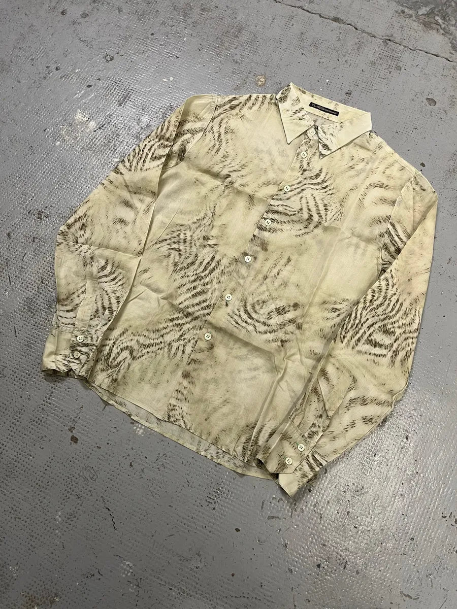 2000s Roberto Cavalli Beige & Black Zebra Shirt hyizdEr 3