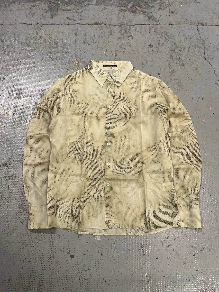 2000s Roberto Cavalli Beige & Black Zebra Shirt hyizdEr 5