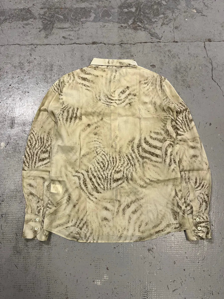 2000s Roberto Cavalli Beige & Black Zebra Shirt hyizdEr 6