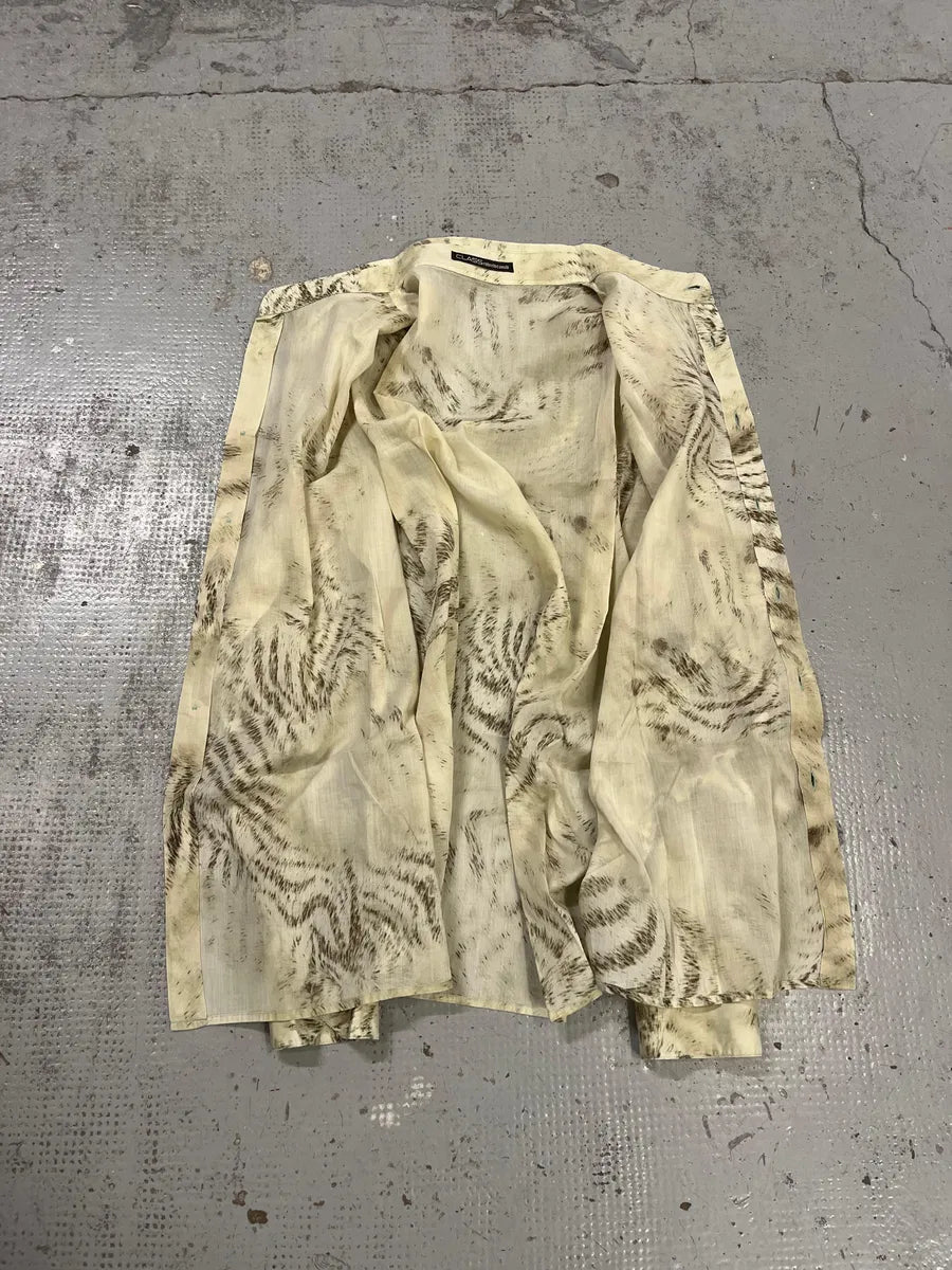2000s Roberto Cavalli Beige & Black Zebra Shirt hyizdEr 7