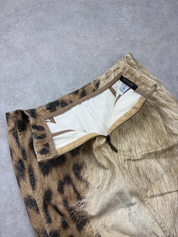 FW2001 Roberto Cavalli Beige & Black Leopard Safari Skirt pwaoRJq 7