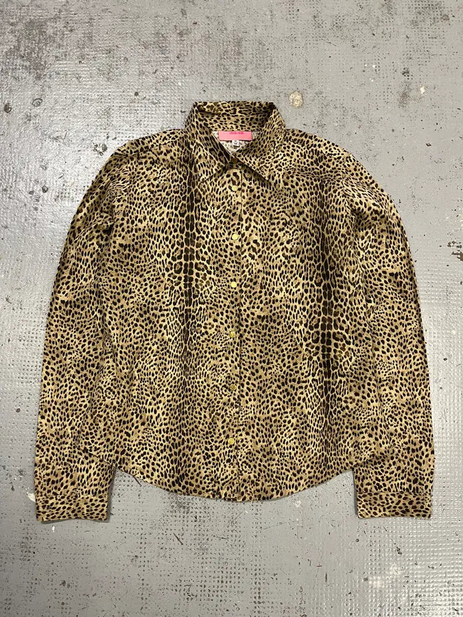 2000s Roberto Cavalli Beige & Black Leopard Shirt LYjipsK 0