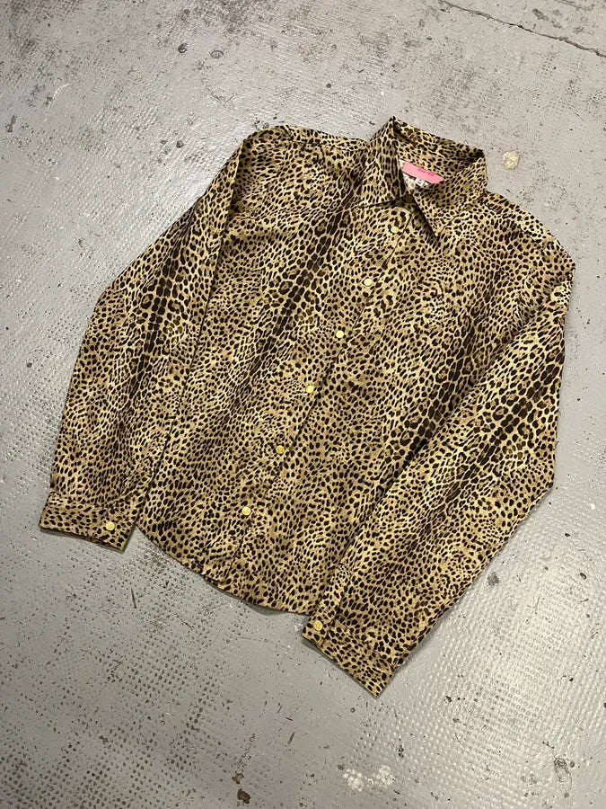 2000s Roberto Cavalli Beige & Black Leopard Shirt LYjipsK 3