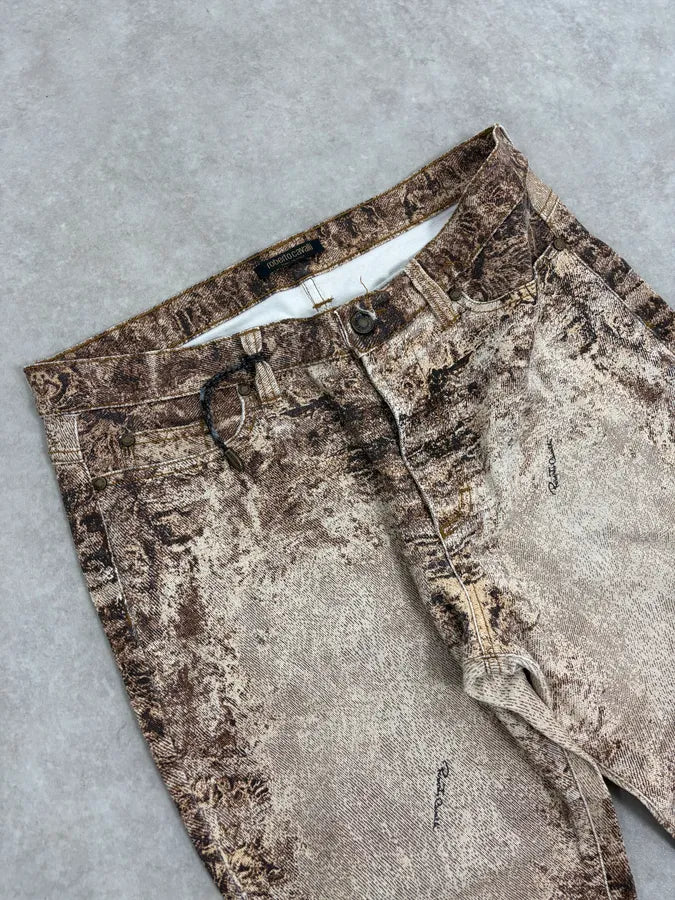 2000s Roberto Cavalli Beige & Brown Sand Earth Pants OwFjuus 5