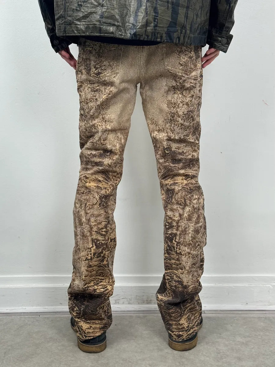 2000s Roberto Cavalli Beige & Brown Sand Earth Pants OwFjuus 3