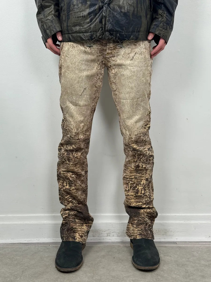 2000s Roberto Cavalli Beige & Brown Sand Earth Pants OwFjuus 1