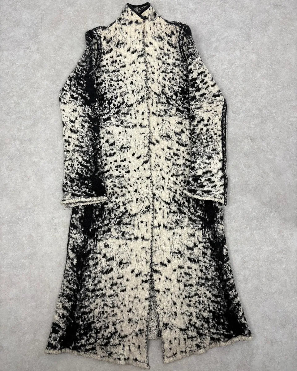 2000s Roberto Cavalli Beige & Black Wool Long Mohair Coat fHlysuZ 0