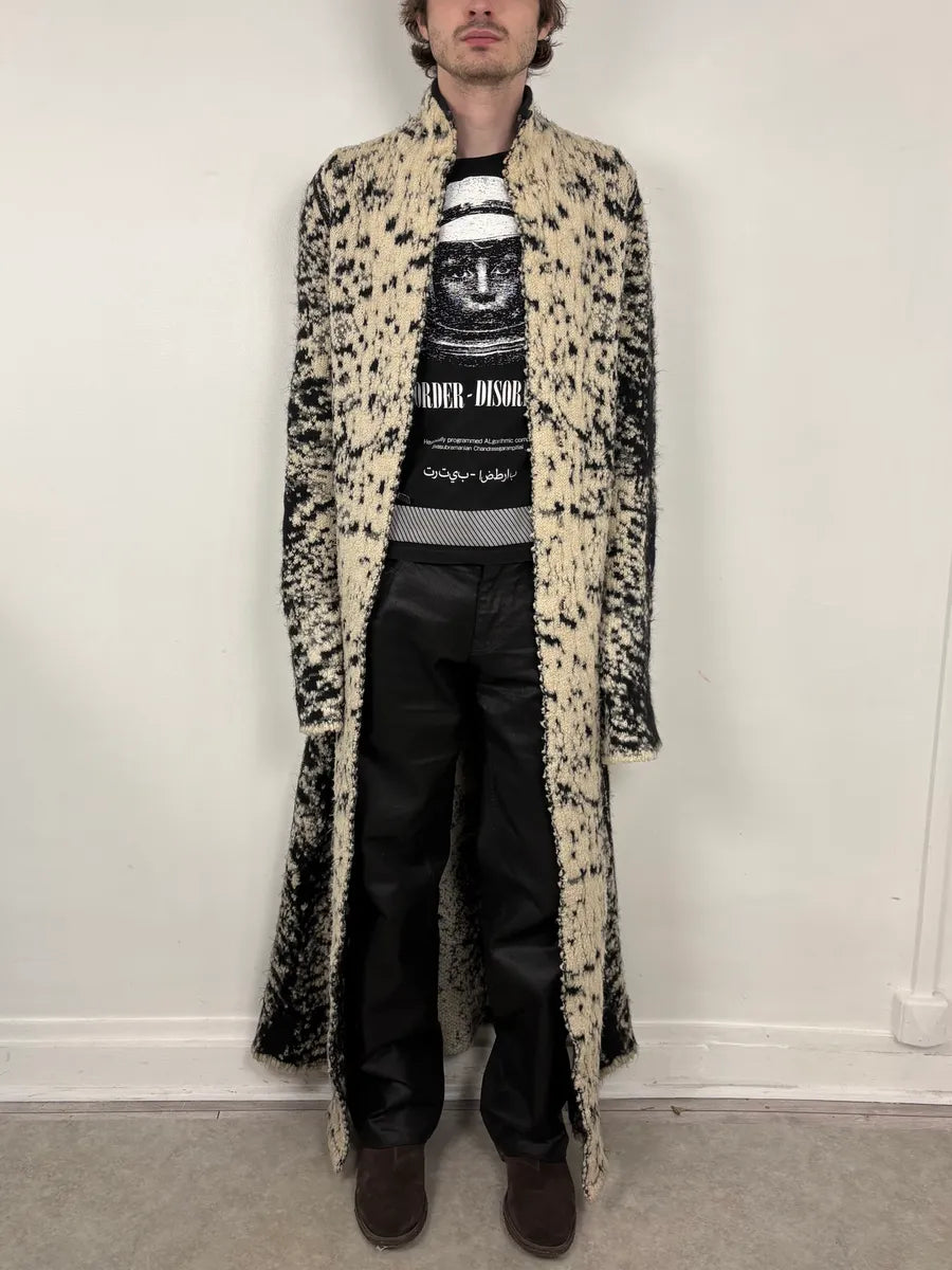 2000s Roberto Cavalli Beige & Black Wool Long Mohair Coat fHlysuZ 1