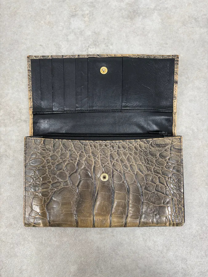 2000s Roberto Cavalli Beige Gradient Crocodile Embossed Leather Wallet nSGJYQz 3