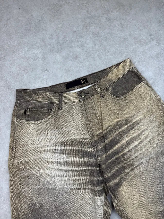 2000s Cavalli Beige & Grey Sandstorm Overprint Faded Pants pMSkRKv 5