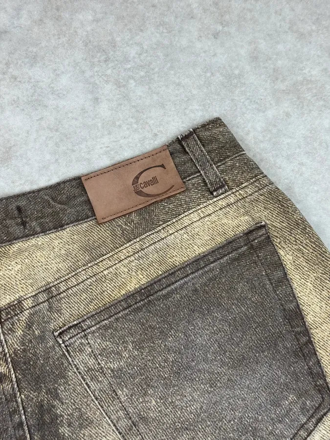 2000s Cavalli Beige & Grey Sandstorm Overprint Faded Pants pMSkRKv 8