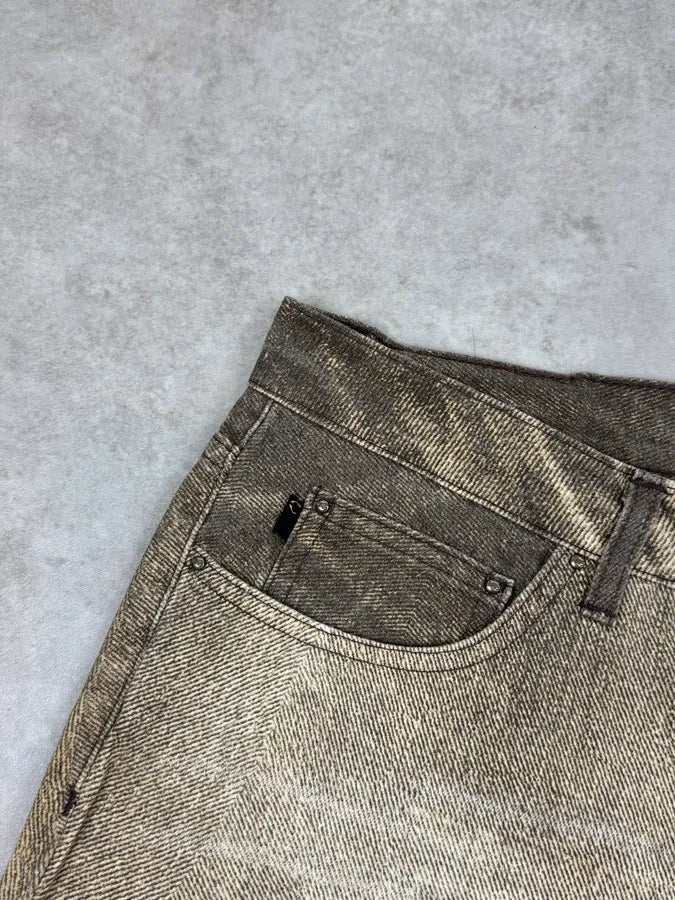2000s Cavalli Beige & Grey Sandstorm Overprint Faded Pants pMSkRKv 10