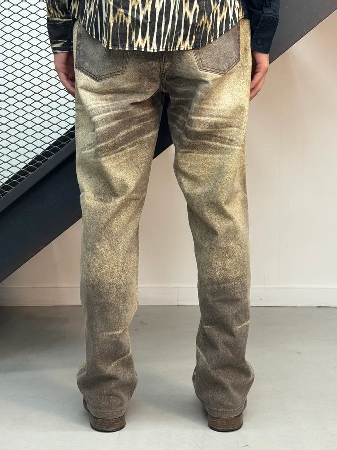 2000s Cavalli Beige & Grey Sandstorm Overprint Faded Pants pMSkRKv 2